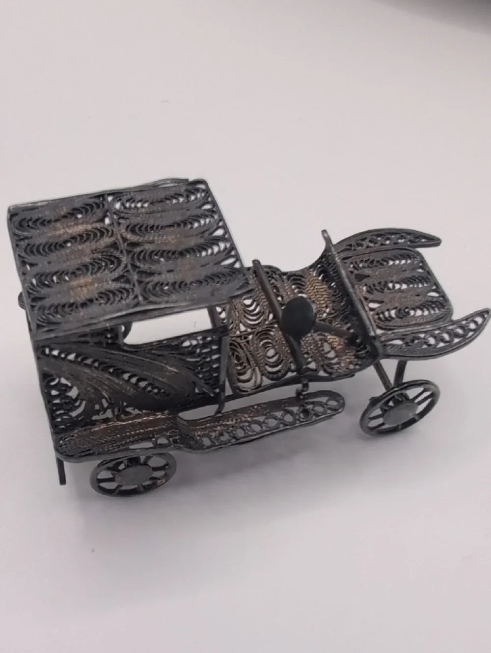 Vintage Sterling Silver 925 Filigree Car & Rocking Chair Mini Set - Picture 8 of 11
